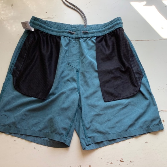 RUSTY Teal Blue Elastic Waist Drawstring Swim Trunks SZ 36 - Picture 5 of 7